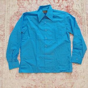 Towncraft, Men's Vintage Vibrant Blue Casual Button Down Shirt